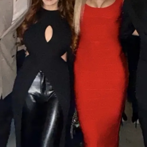 Ronny Kobo Crisscross Cut Out Long Black Sweater M-Large ( label is XL) - Picture 3 of 11